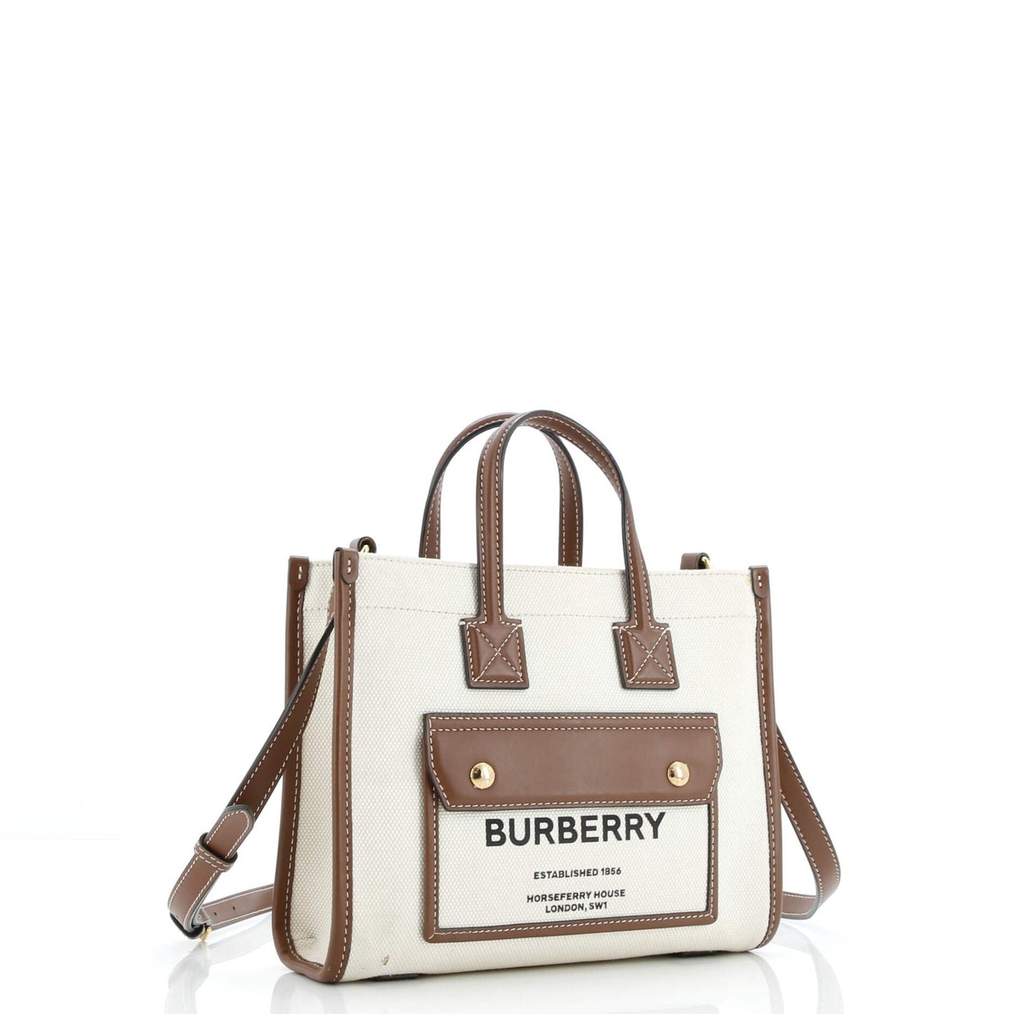 Burberry Freya Shopping Tote Canvas With Leather Mini