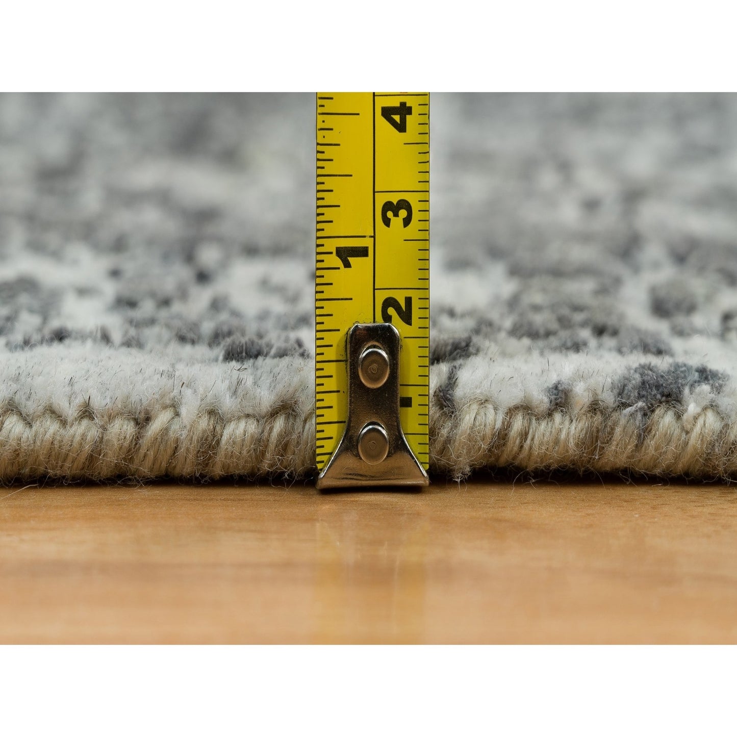 2'X3' Gray Broken Hand Knotted Zoroastrian Design Wool And Silk Mat Rug