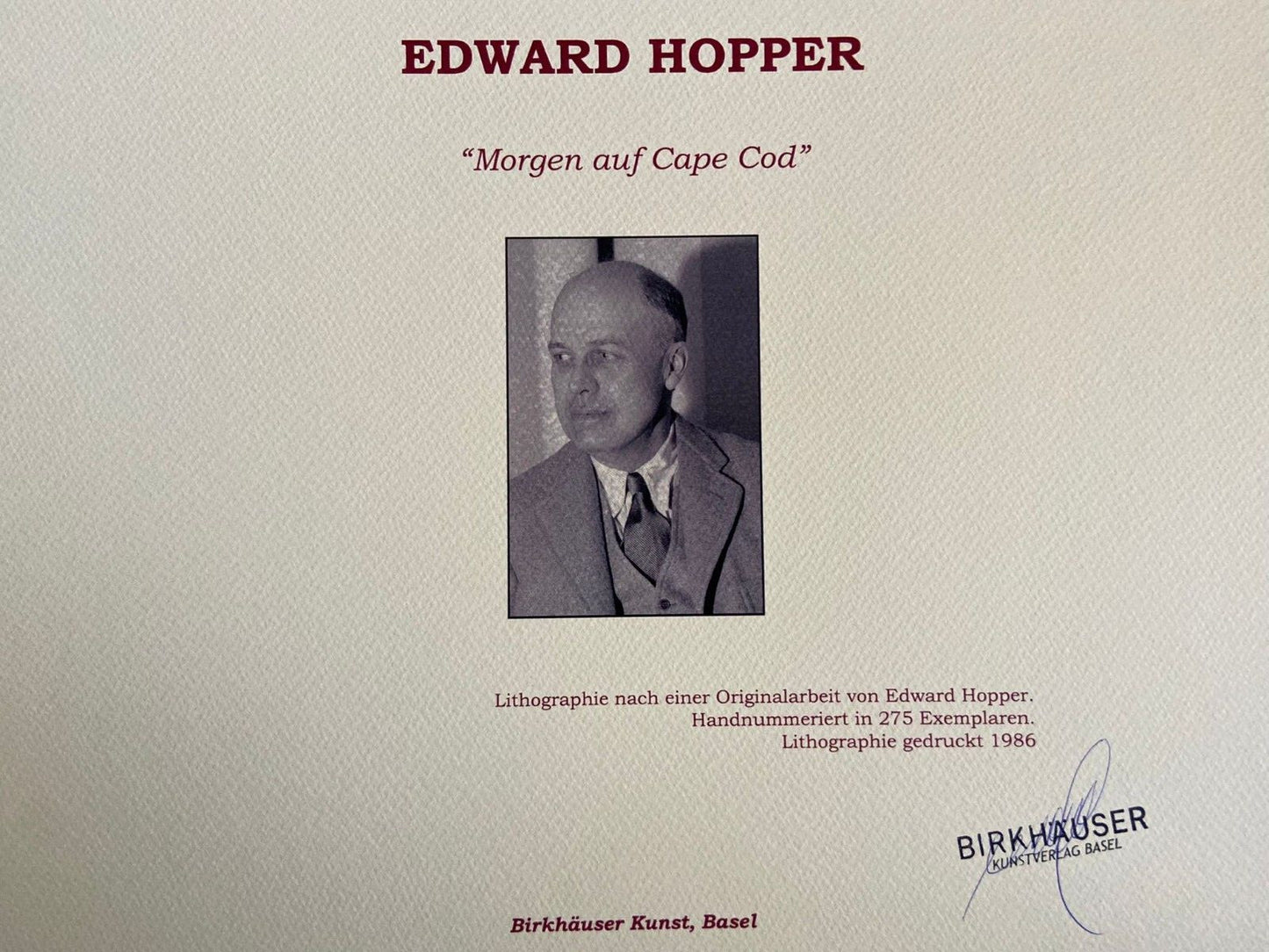 Edward Hopper Lithograph Tomorrow at Cape Cod (Numbered)