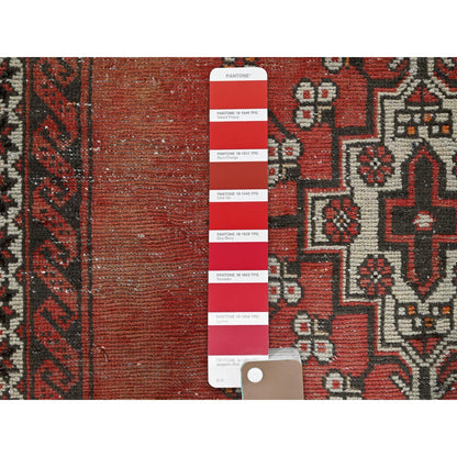 3'9"X6'2" Blush Red Vintage Zoroastrian Balooch Hand Knotted 100% Wool Rug