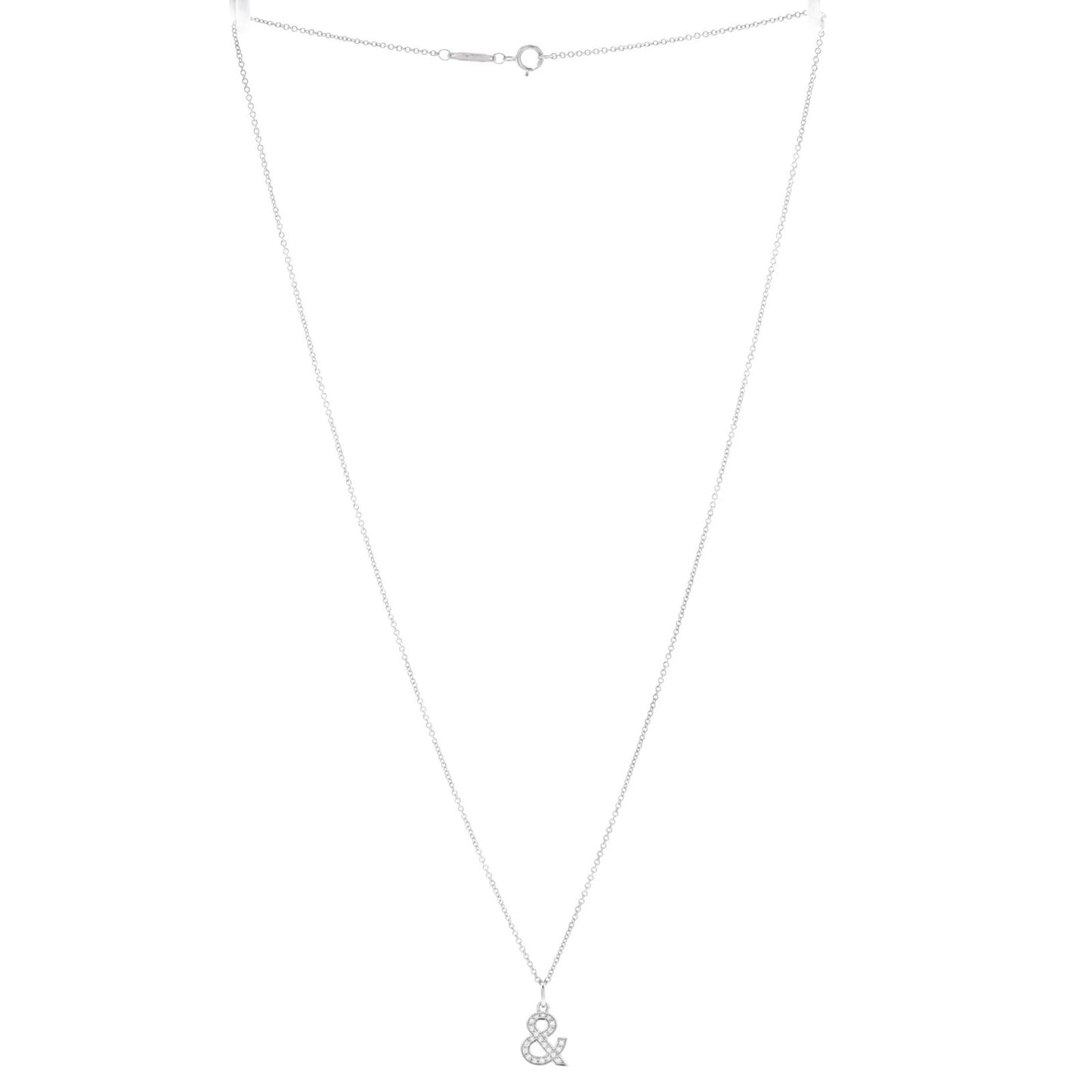 Tiffany & Co. Ampersand Pendant Necklace 18K White Gold With Diamonds