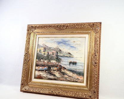 Alberto Corsini Original Oil Painting "Naples Harbor" Signed F10 Italian Art