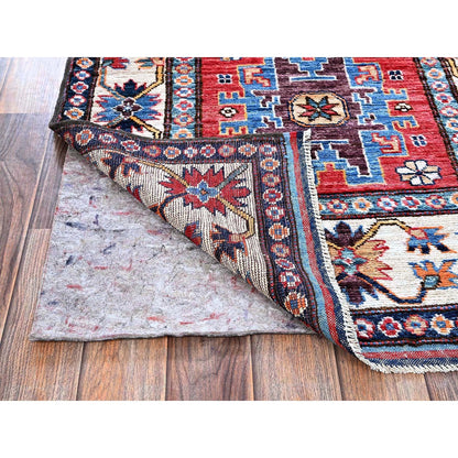 2'9"X9'8" Colorful Caucasian Design Revival Wool Hand Knotted Runner Rug