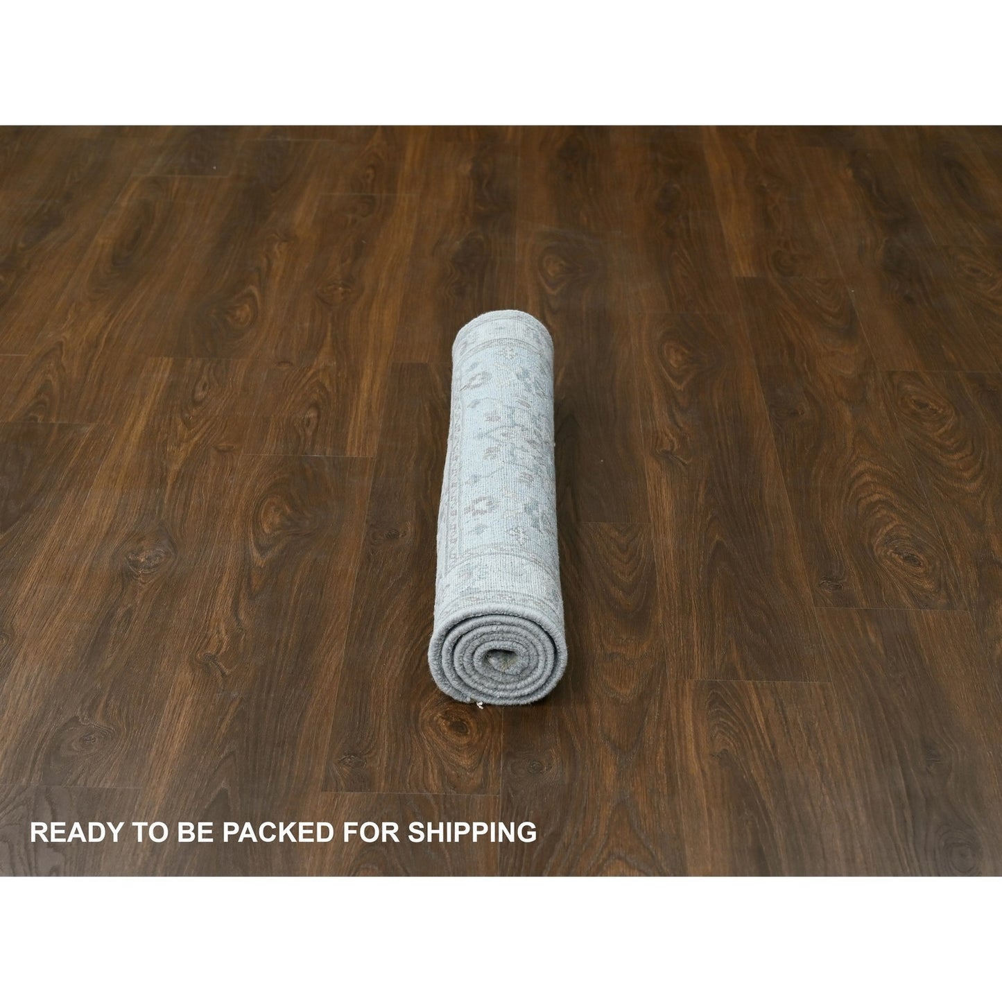 3'1"X5' Gray Hand Knotted Karjihooz And Geometric Design Organic Wool Rug