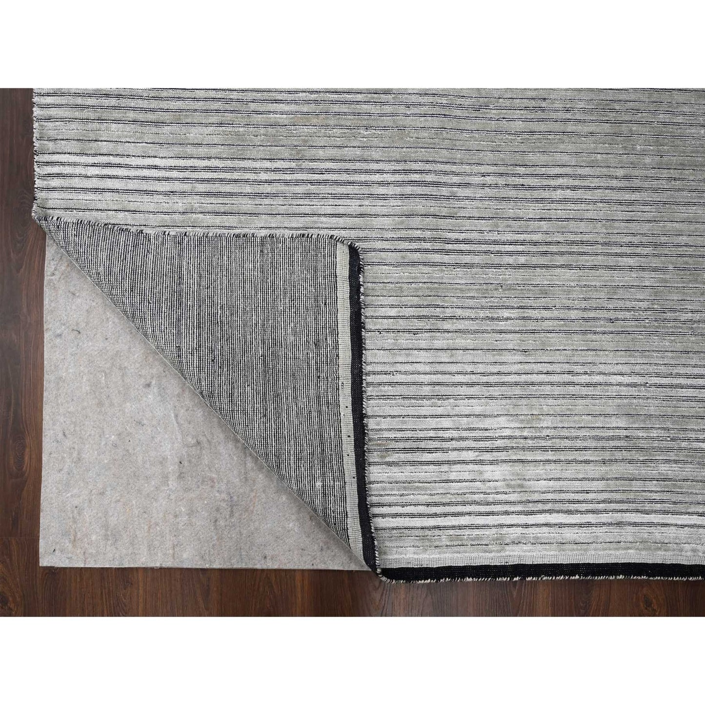 10'x14' Taupe Modern Textured Design Wool & Silk Hand Loomed Oriental Rug