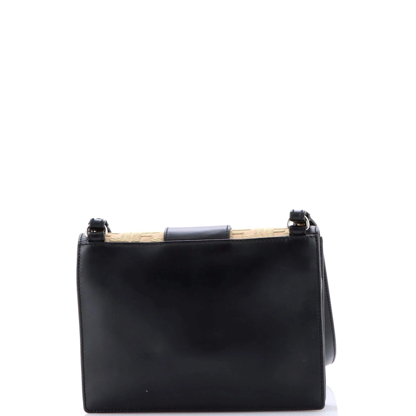 Fendi Flat Baguette Crossbody Bag Leather With Zucca Jacquard Medium