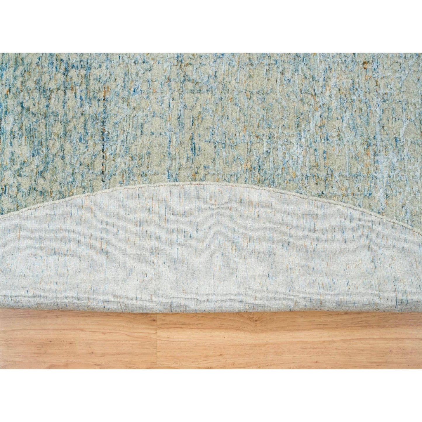 11'10"X11'10" Gray Wool And Silk Modern Jacquard Hand Loomed Round Rug