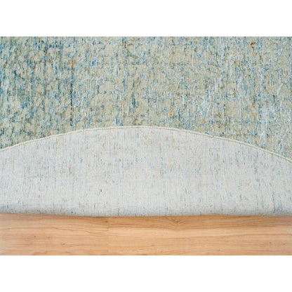 11'10"X11'10" Gray Wool And Silk Modern Jacquard Hand Loomed Round Rug