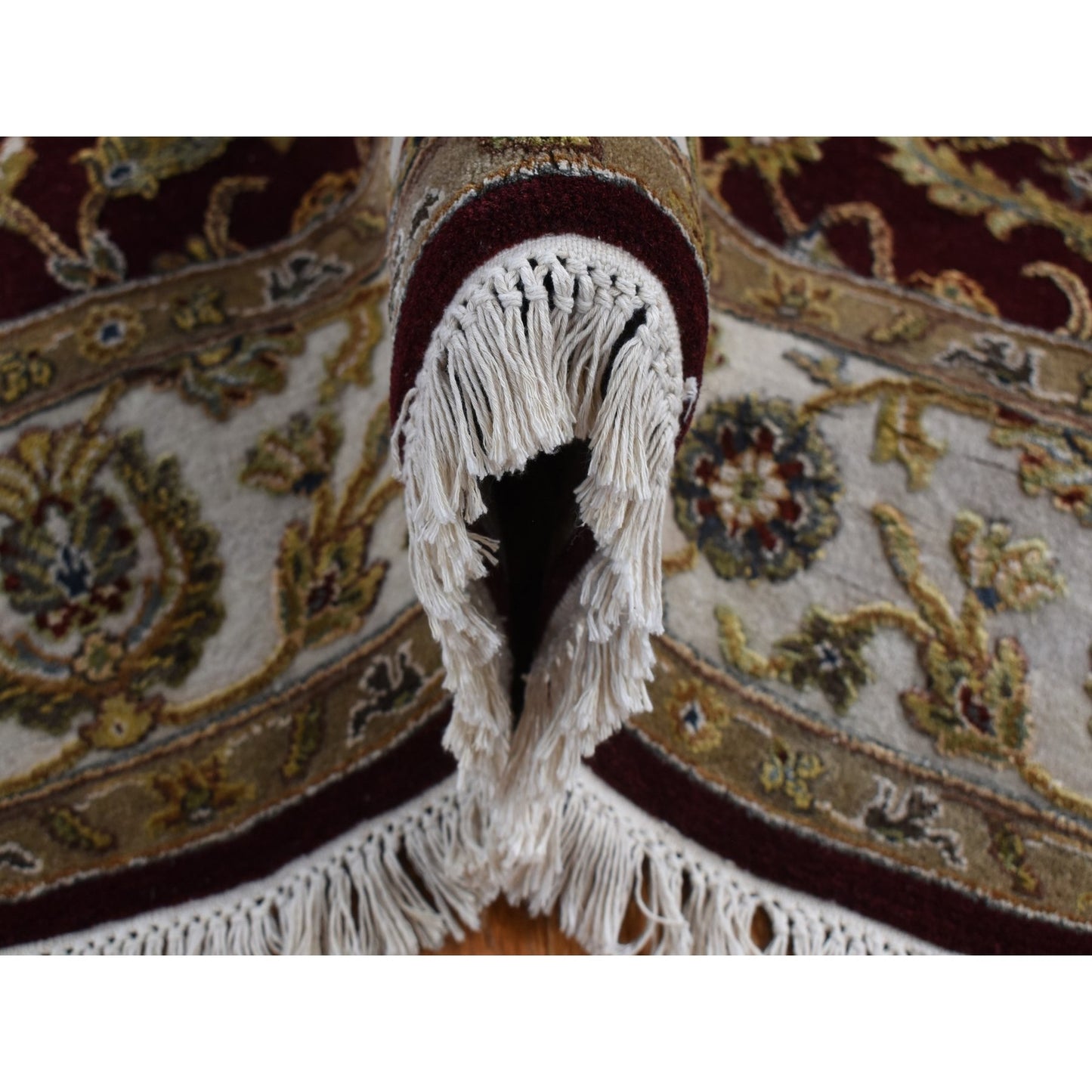 5'1"X7'1" Red Rajasthan Design Half Wool And Half Silk Hand Knotted Rug