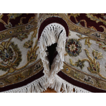 5'1"X7'1" Red Rajasthan Design Half Wool And Half Silk Hand Knotted Rug