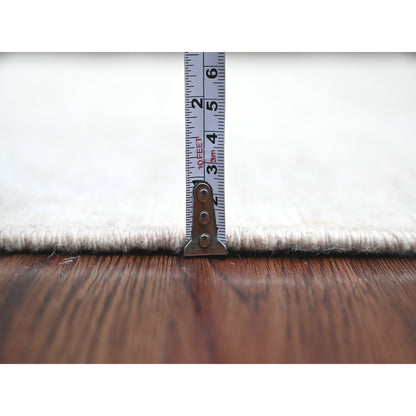 3'3"X5' White Pure Wool Angora Oushak All Over Pattern Hand Knotted Rug