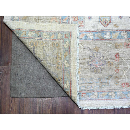 8'X9'9" Porcelain White Wool Hand Knotted Finer Peshawar Oriental Rug