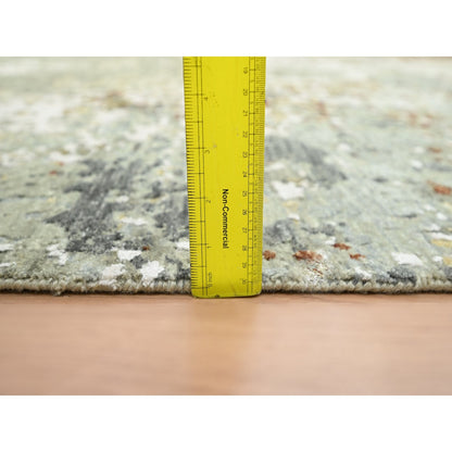 7'10"X10'1" Gray Abstract Design Pure Wool Hand Knotted Oriental Rug