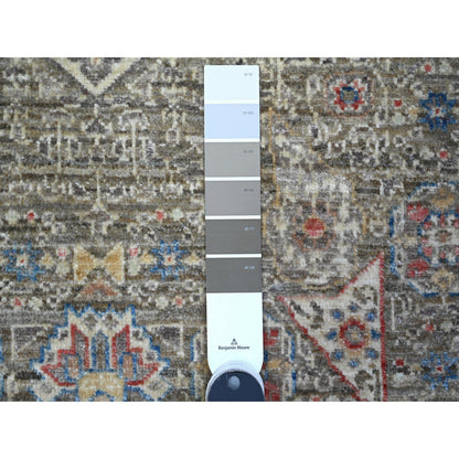 6'1"X8'10" Nickel Gray Pre Historic Mamluk Hand Knotted Wool Oriental Rug
