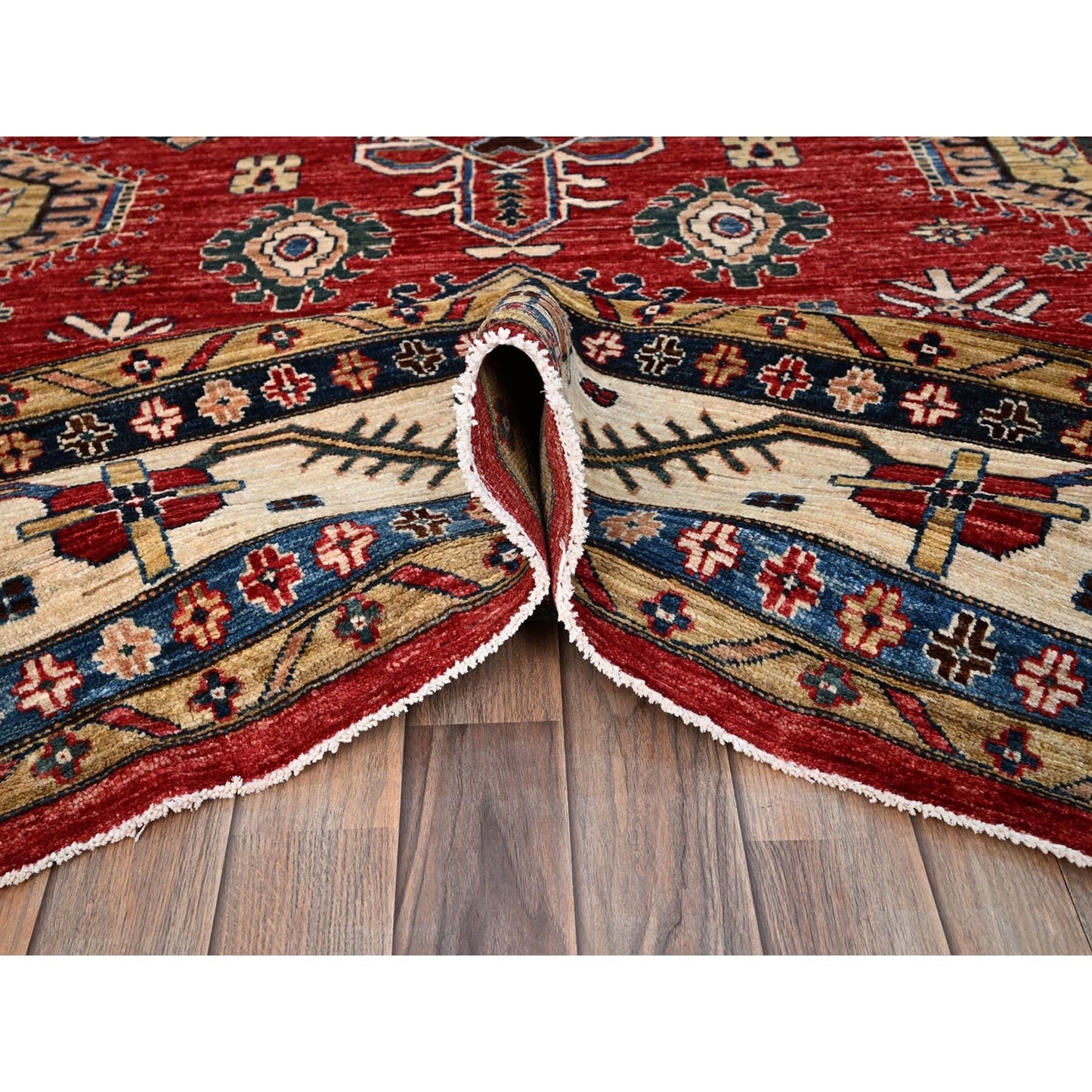 8'8"X11'10" Heirloom Red Hand Knotted Pure Wool Super Kazak Oriental Rug