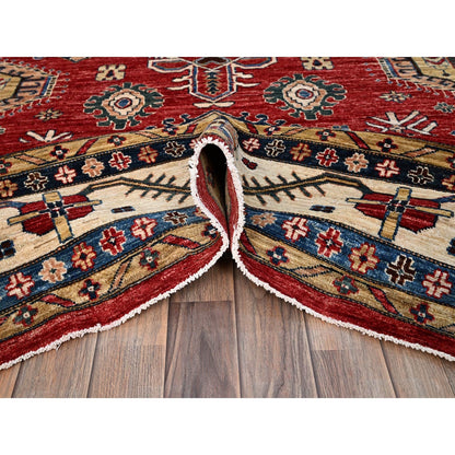 8'8"X11'10" Heirloom Red Hand Knotted Pure Wool Super Kazak Oriental Rug