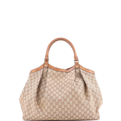 Gucci Sukey Tote Gg Canvas With Leather Large