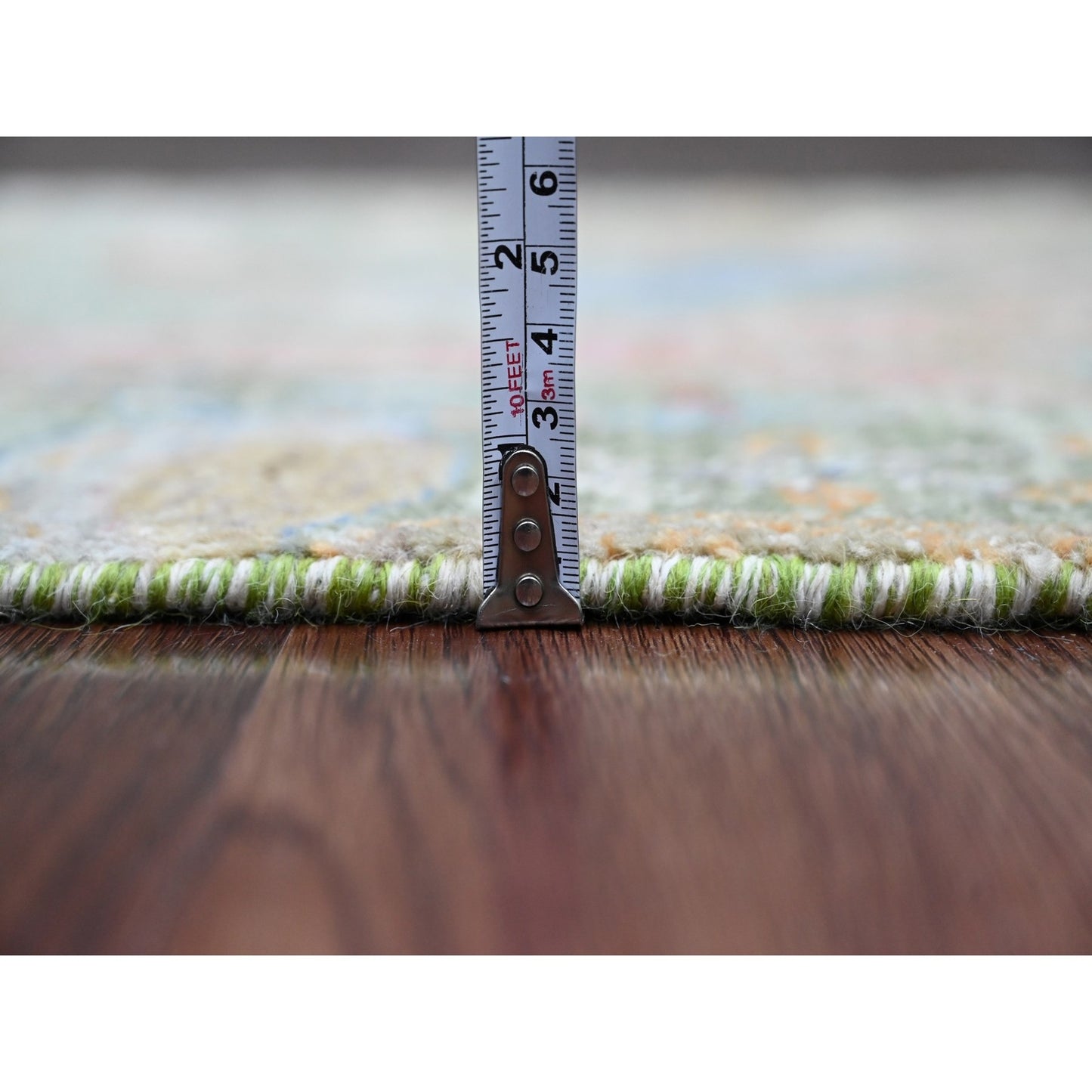 2'6"X24' Green Peshawar Birds Design Soft Wool Hand Knotted Runner Rug