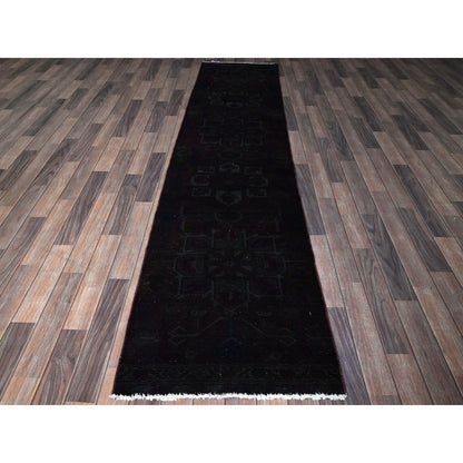 2'4"X10' Overdyed Red Vintage Zoroastrian Pure Wool Hand Knotted Runner Rug