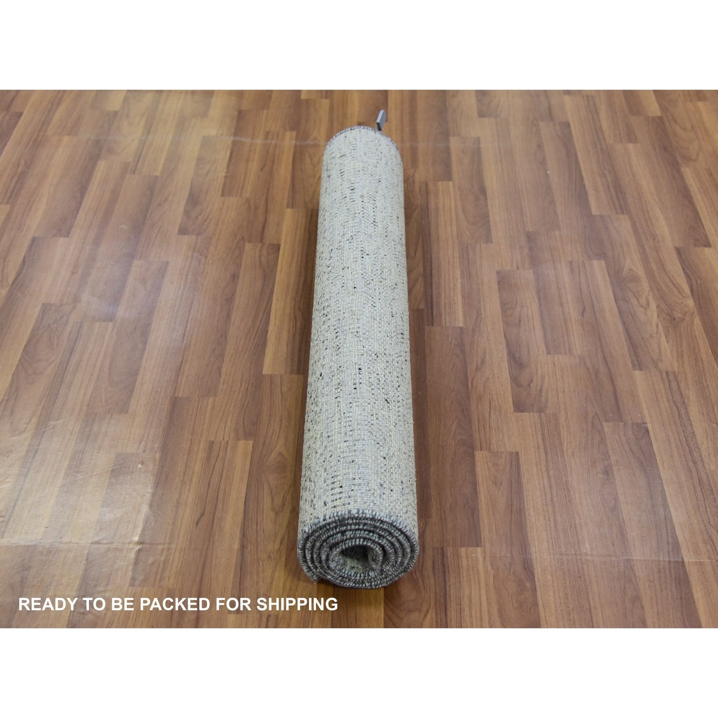 3'X5'6" Light Gray Modern Grass Design Undyed Pure Wool Hand Knotted Rug