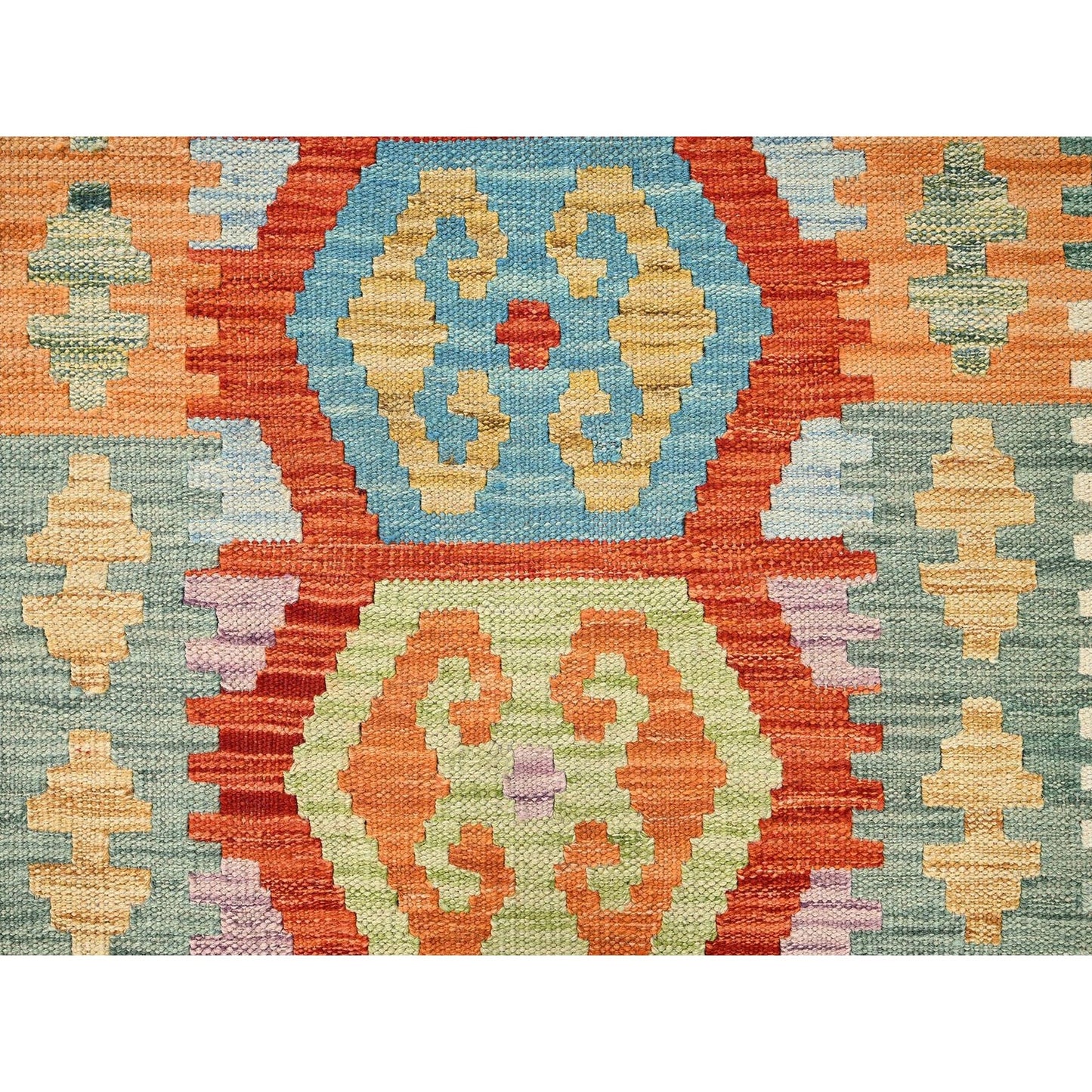 2'8"X8'2" Colorful Afghan Kilim 100% Wool Rug Flat Weave Hand Woven Runner