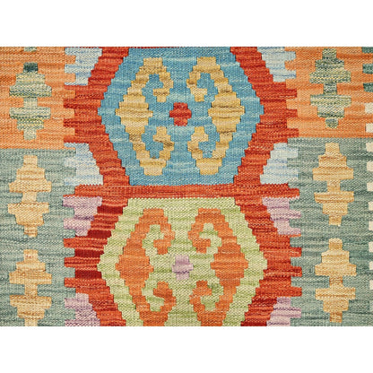 2'8"X8'2" Colorful Afghan Kilim 100% Wool Rug Flat Weave Hand Woven Runner
