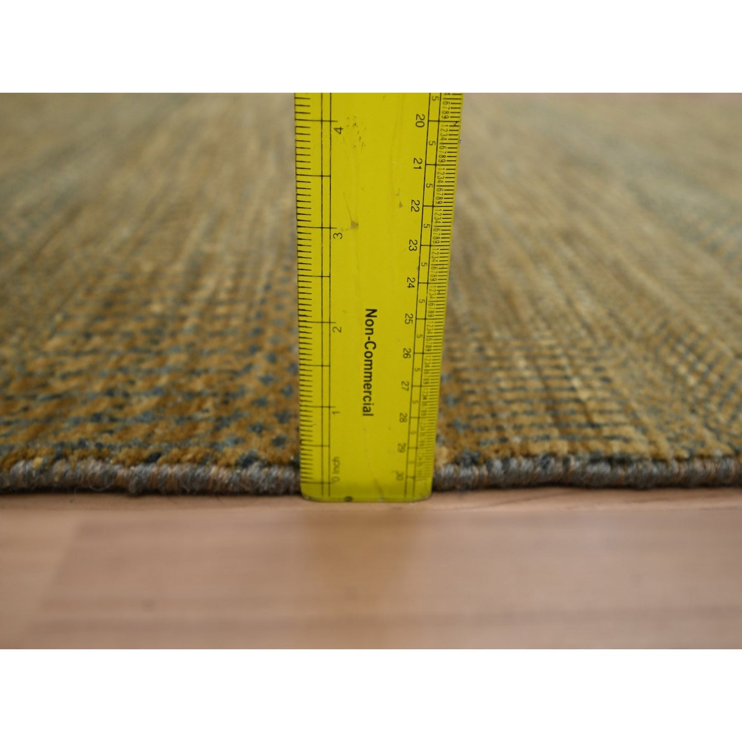 2'8"X8' Brown Modern Grass Design Wool And Silk Hand Knotted Runner Rug