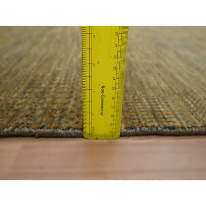 2'8"X8' Brown Modern Grass Design Wool And Silk Hand Knotted Runner Rug