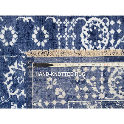 2'6"X23'10" Wool And Silk Blue Tebraz Hand Knotted Xl Runner Rug