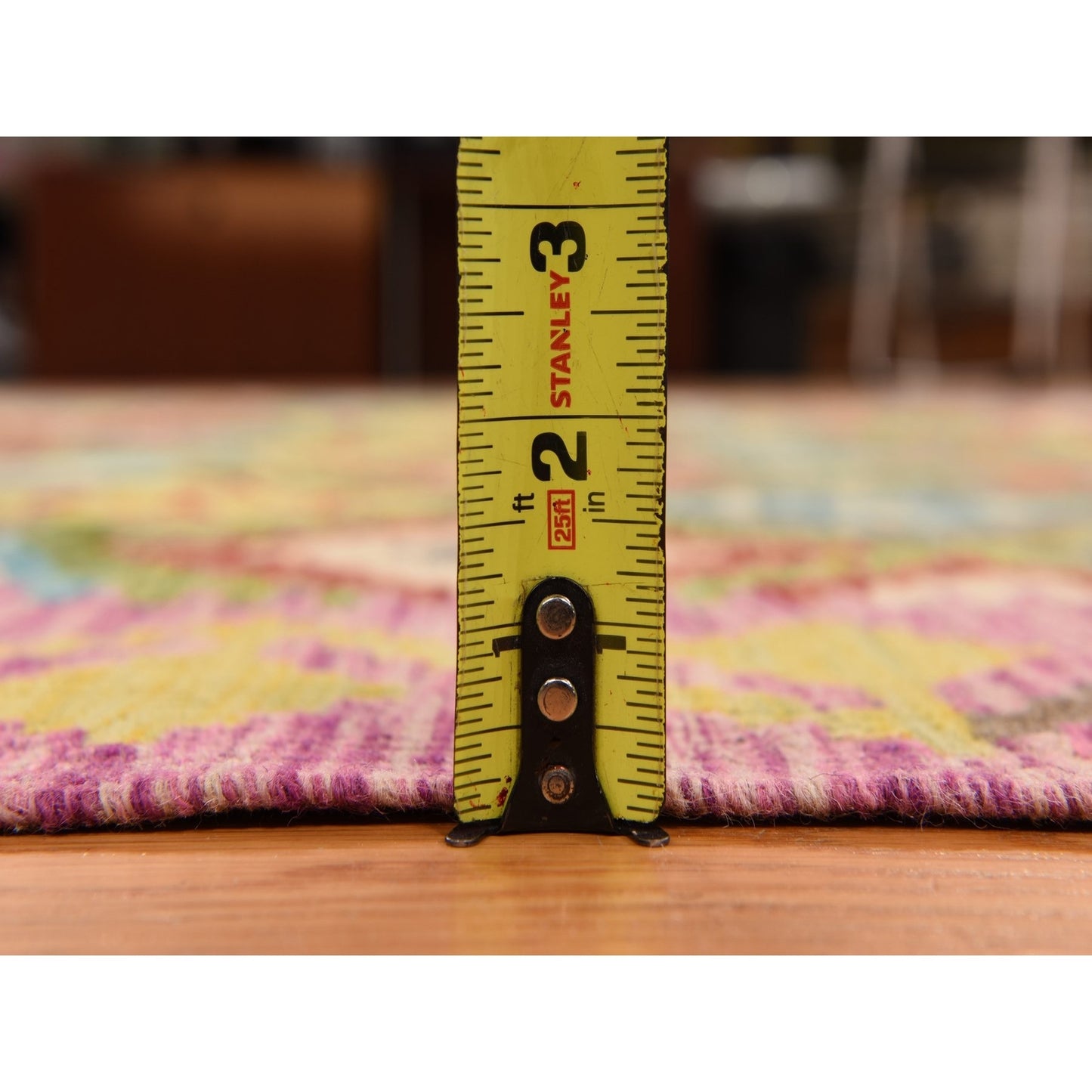 8'4"X9'10" Pickle Green 100% Wool Afghan Kilim Flat Weave Hand Woven Rug