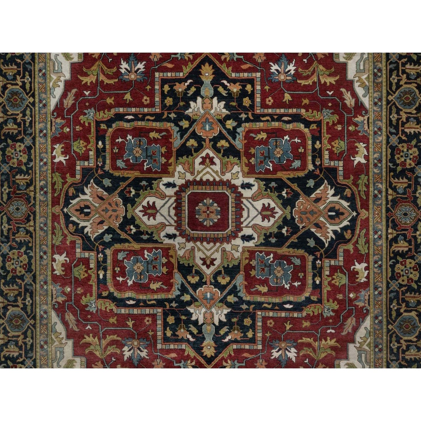 Oriental 8'8"x12' Red Hand Knotted Wool Rug Antiqued Fine Heris Revival