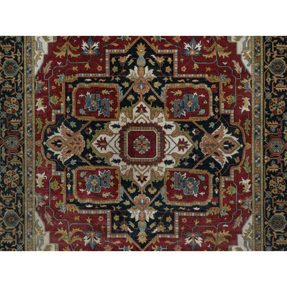 Oriental 8'8"x12' Red Hand Knotted Wool Rug Antiqued Fine Heris Revival