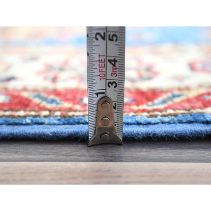 2'6"X33'6" Blue Soft Wool Hand Knotted Afghan Super Kazak Xl Runner Rug