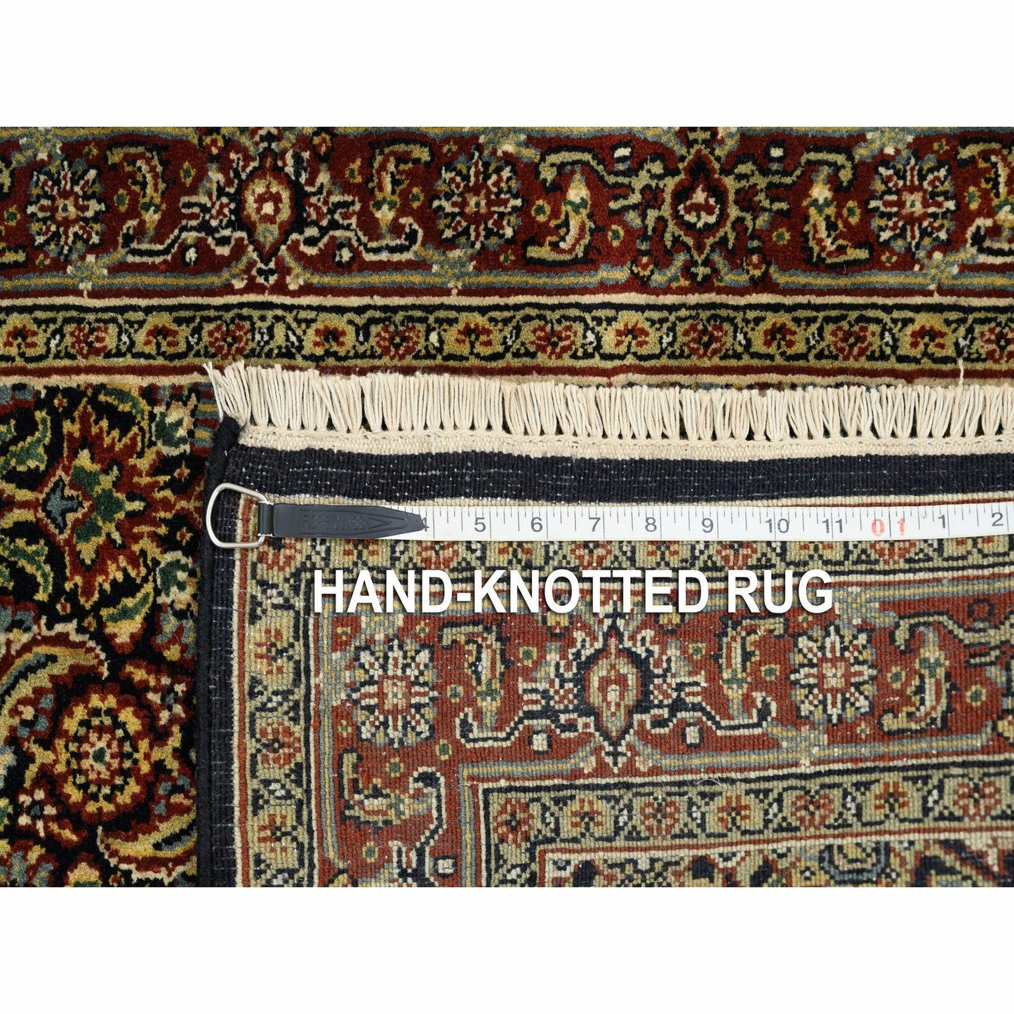 2'6"x10' Herati Fish Design Black Hand Knotted 250 KPSI Wool Runner Rug