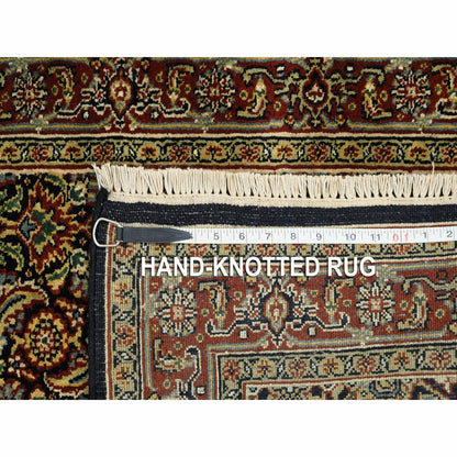 2'6"x10' Herati Fish Design Black Hand Knotted 250 KPSI Wool Runner Rug