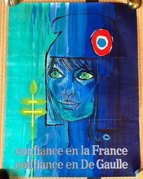 1965 Lefor Openo Charles De Gaulle Campaign Poster Vintage French Lithograph