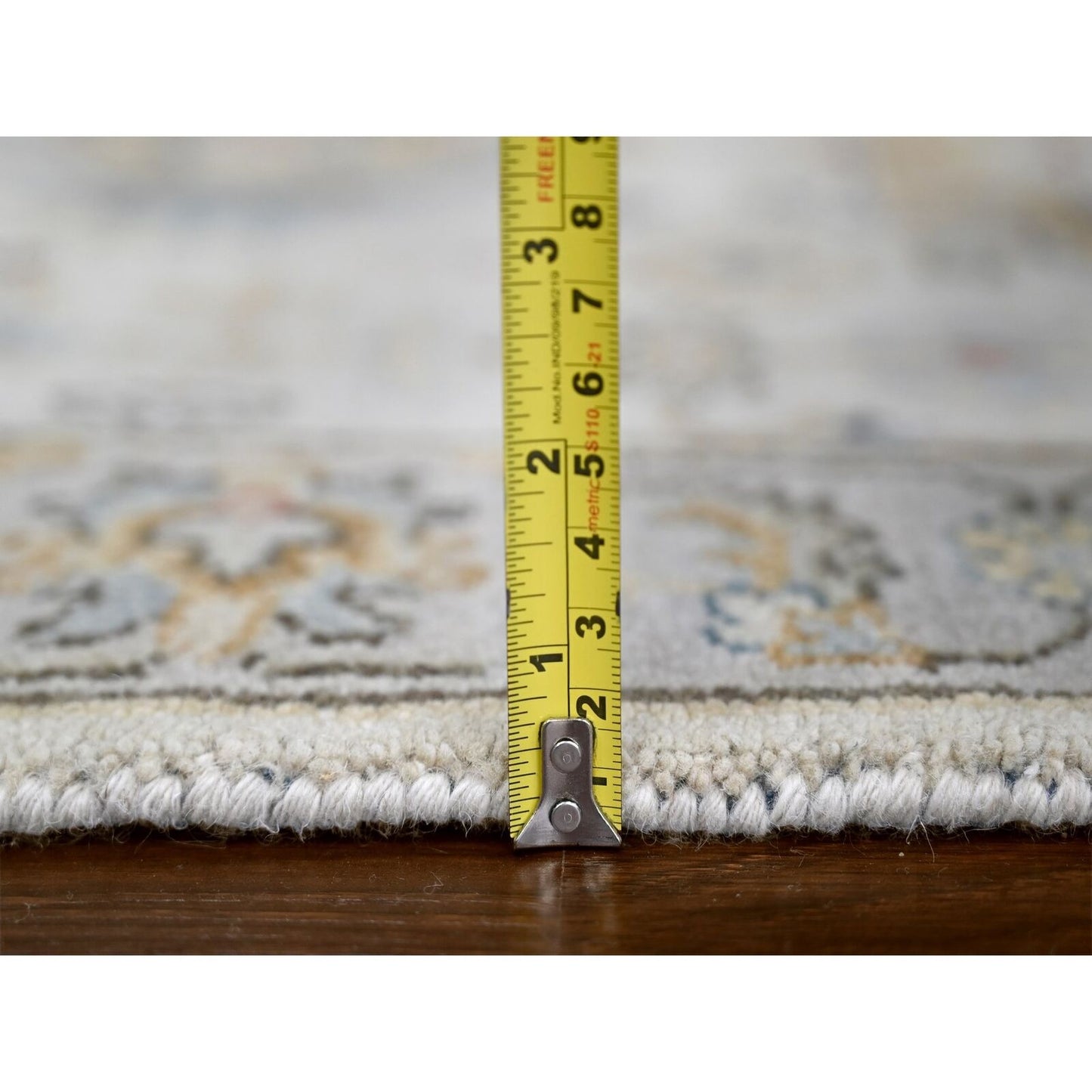 2'9"X13'8" Snowbound White Hand Knotted Karjihooz 100% Wool Runner Rug