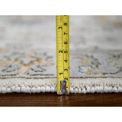2'9"X13'8" Snowbound White Hand Knotted Karjihooz 100% Wool Runner Rug