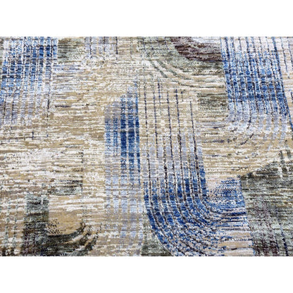 6'X9' The Intertwined Passage Hand Knotted Silk With Textured Wool Rug