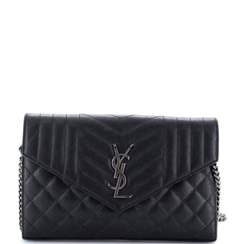 Saint Laurent Classic Monogram Envelope Satchel Mixed Matelasse Leather Small