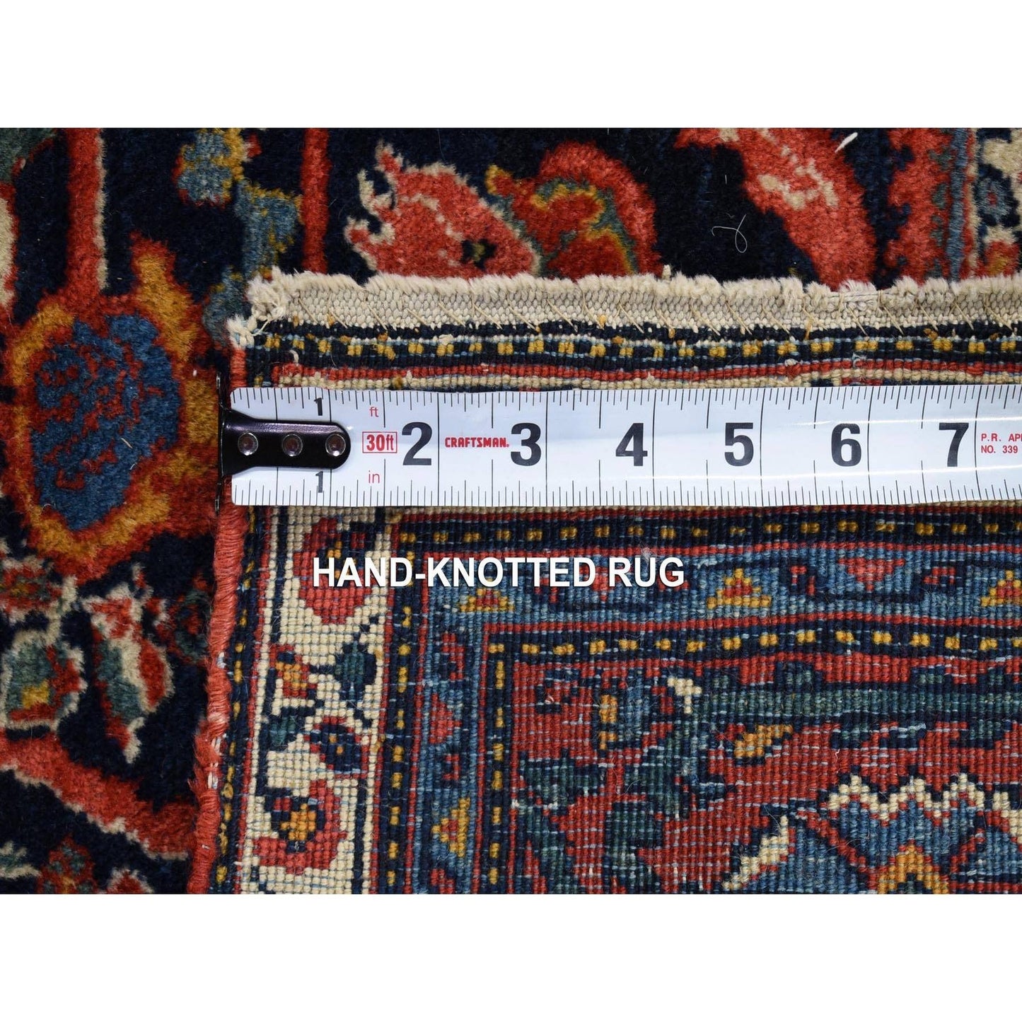 4'7"X6'9" Navy Antique Zoroastrian Mustaffi Design Wool Hand Knotted Rug