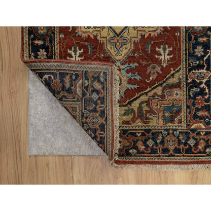 2'6"X8' Ruby Red Hand Knotted Heris Revival New Zealand Wool Runner Rug