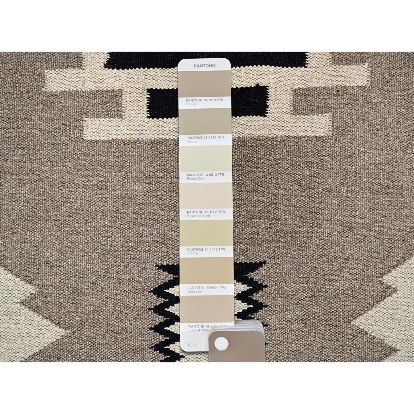 9'2"x11'10" Brown Southwest Geometric Design Hand Woven Flat Weave Wool Rug