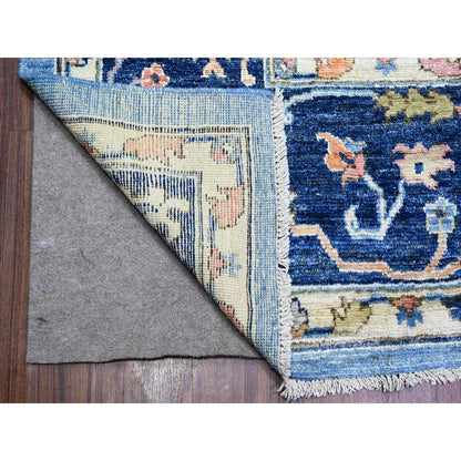 9'9"X13'5" Glaucous Blue Wool Afghan Angora Oushak Wool Hand Knotted Rug
