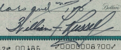 Bill Russell Hof Autographed/Signed 1974 Bank