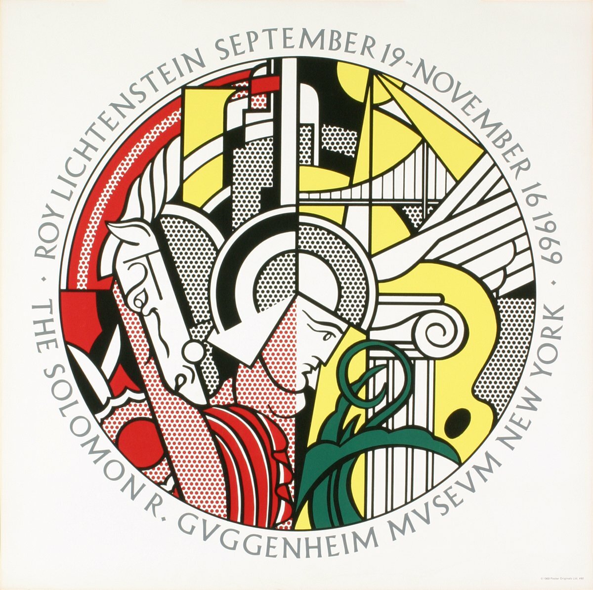 ROY LICHTENSTEIN Guggenheim Museum 28.75" x 28.75" Serigraph 1969 Pop Art Multic