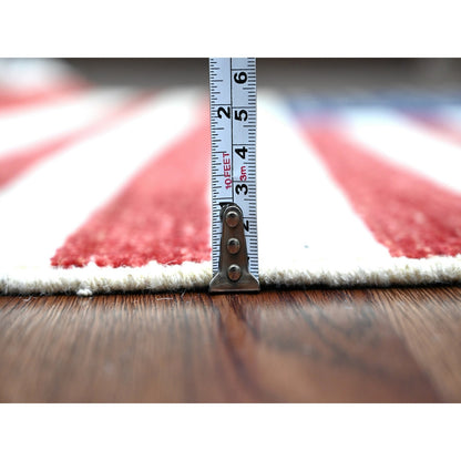 2'5"X4' Red American Flag Hand Knotted Soft Wool Wall Hanging Rug