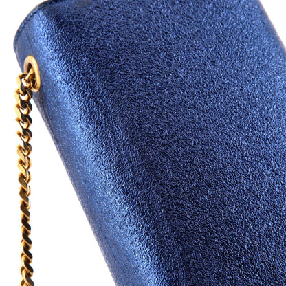 Saint Laurent Classic Monogram Crossbody Bag Metallic Leather Small