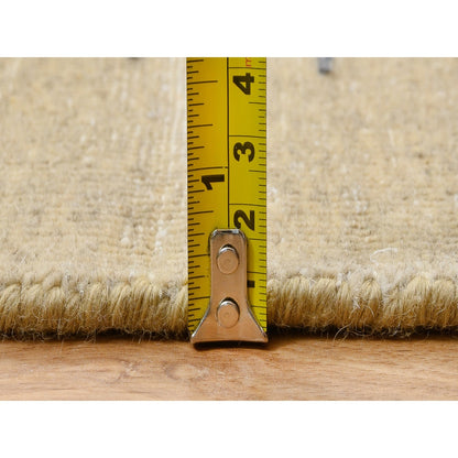 12'2"X12'2" Gold Brown Silk With Wool Hand Knotted Saroogh Square Rug