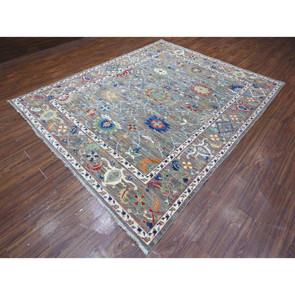 8'1"X10' Gray Aryana Ziegler Mahal Hand Knotted Shiny Wool Oriental Rug